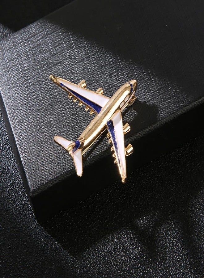 MXUHUI Blue Aircraft Airplane Brooch Emanel Cute Plane Pin Brooch Accessories - Image 3